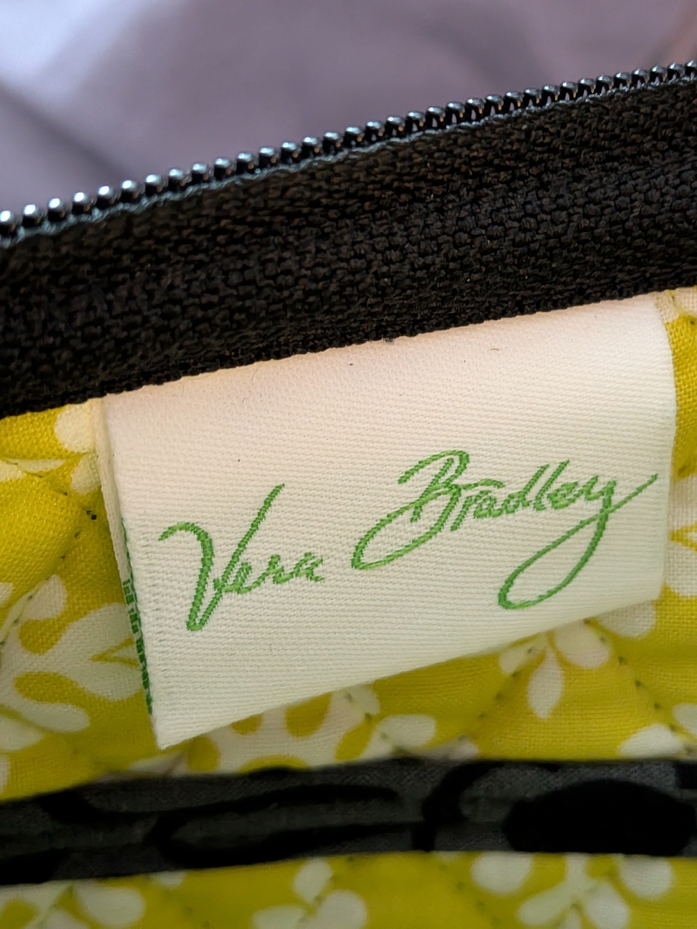 Vera Bradley Quilted Shoulder Bag - Black, White & Yellow Accents - Picture 4 of 10
